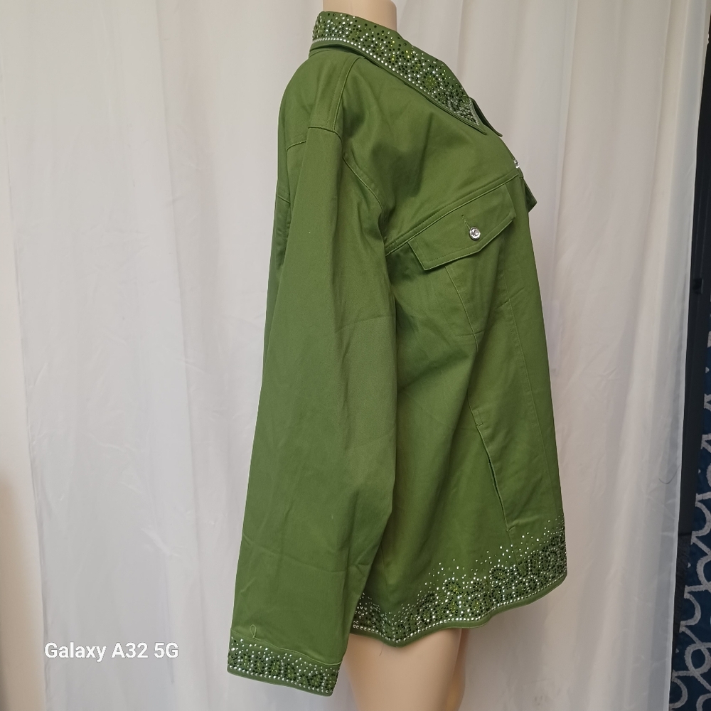 QUAKER FACTORY SIZE 3X Green Embellished Women's Jacket - Picture 3 of 13